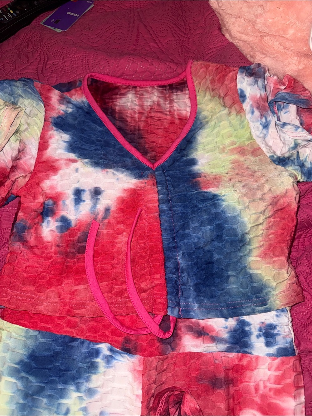 Source Unknown Tie-Dye Women's Pajama Set - Red, Blue & Green - Picture 2 of 3